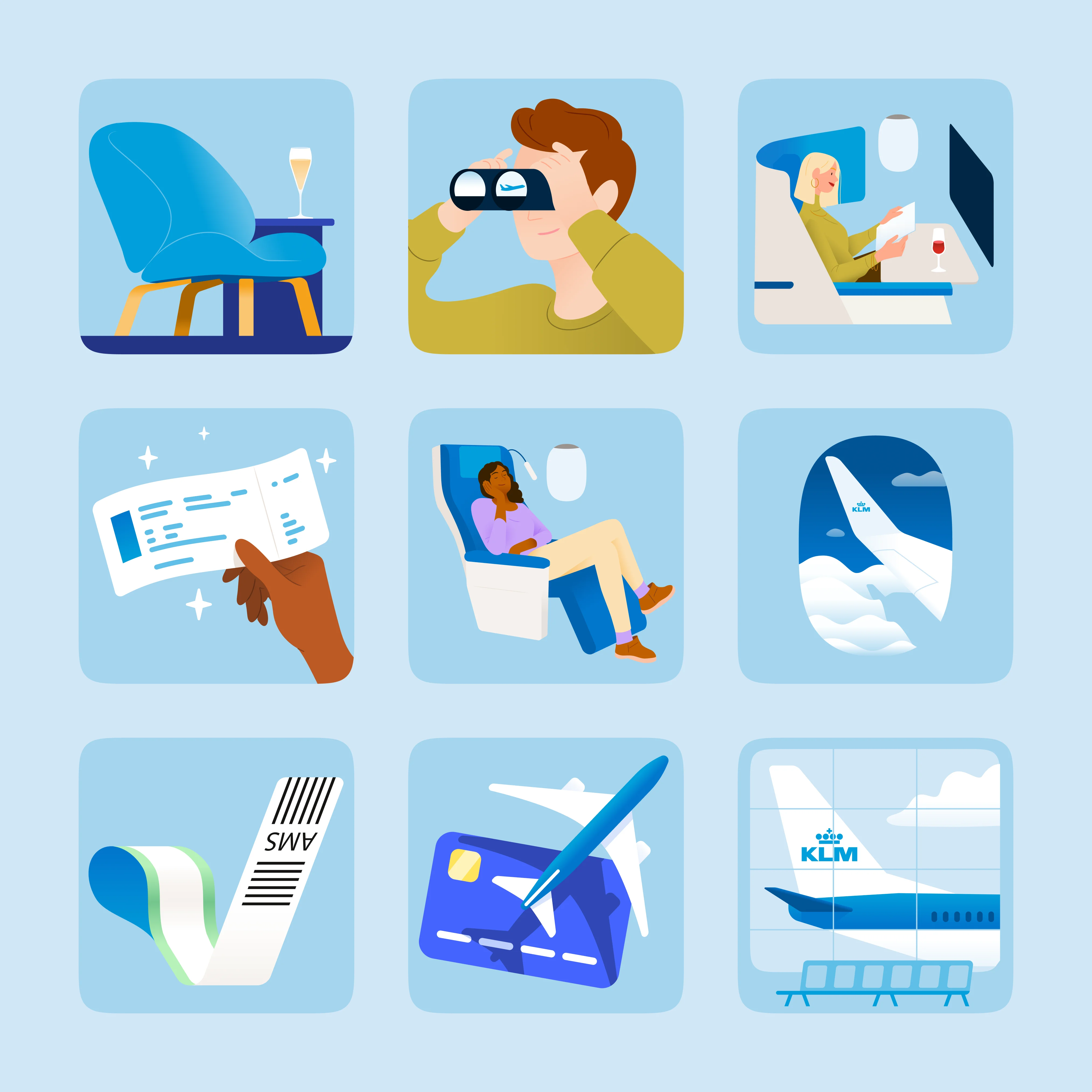 KLM app illustrations