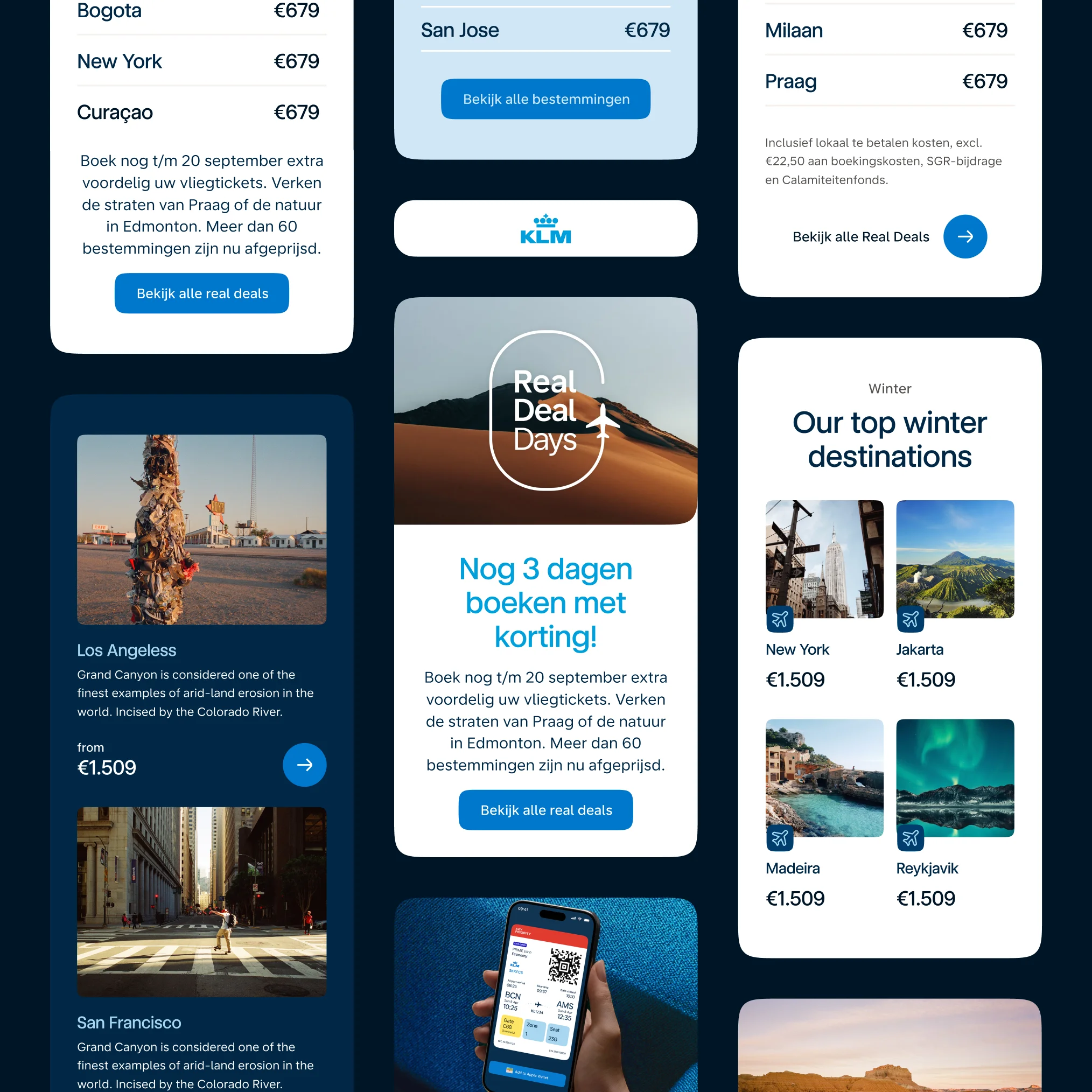 KLM app screens