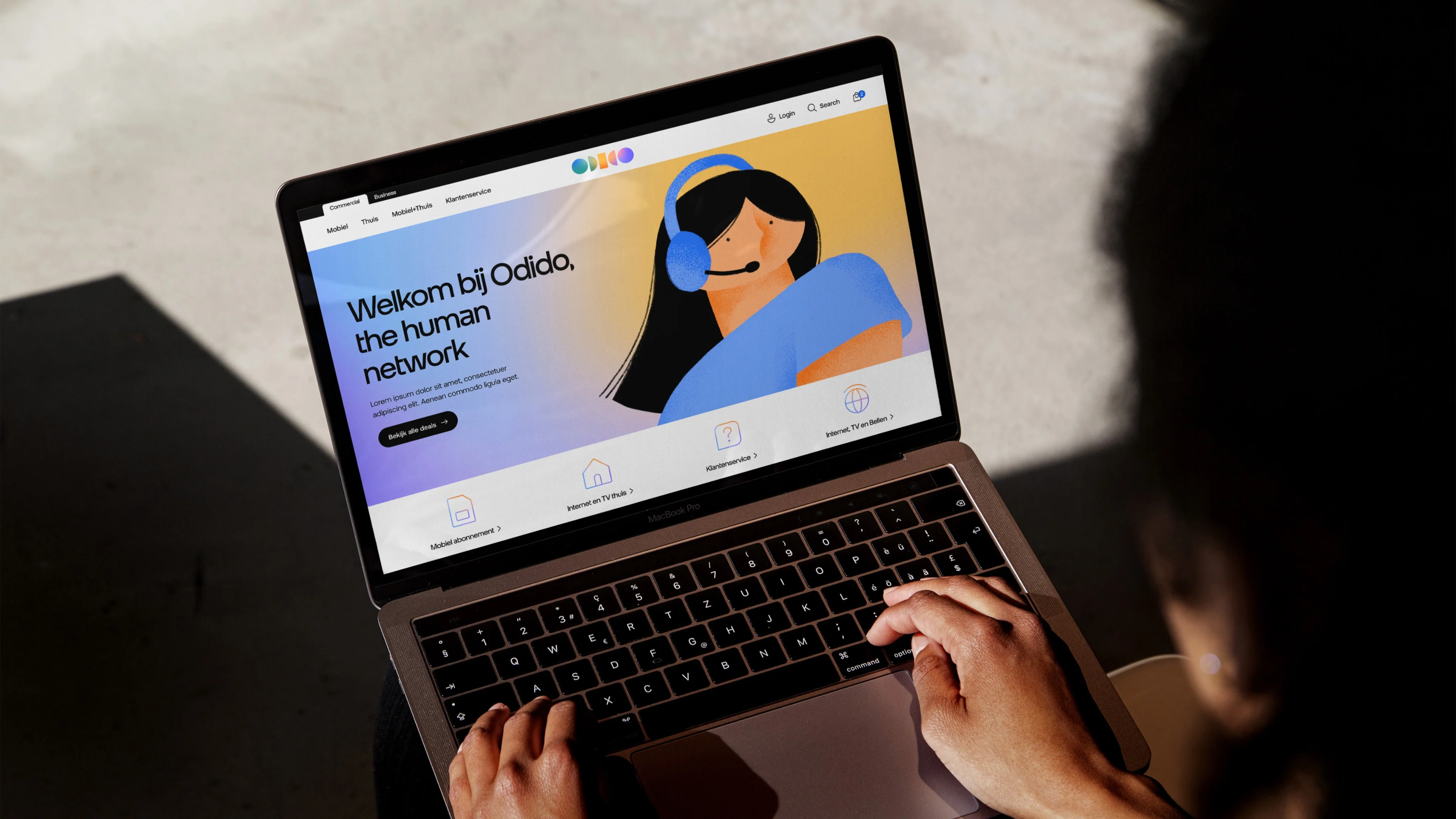 Odido website on laptop