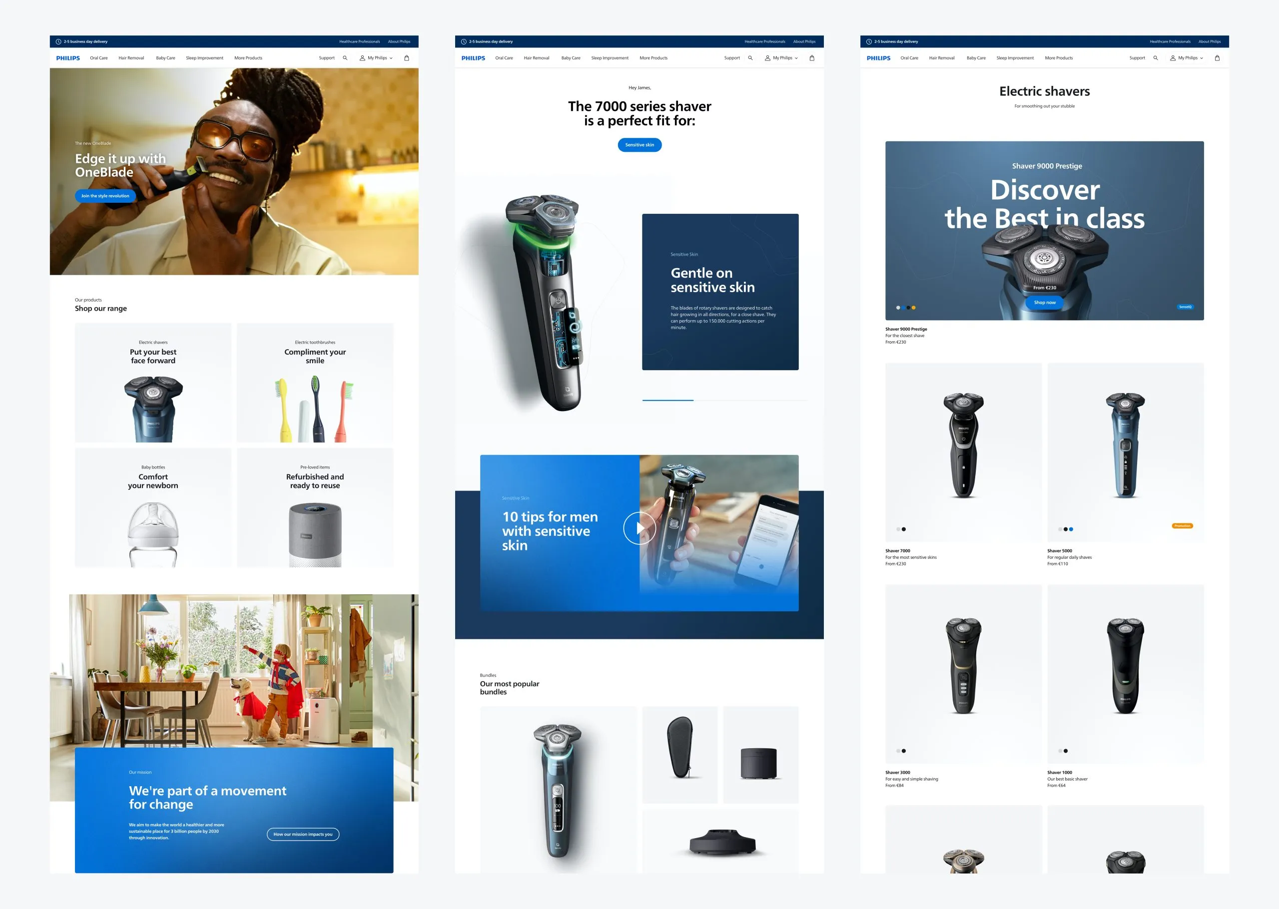 Philips e-commerce design screens overview